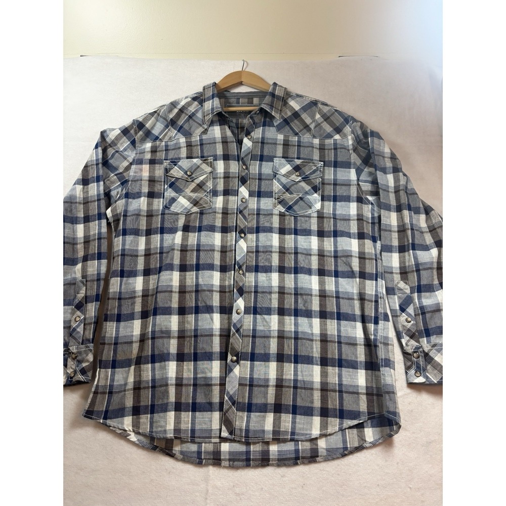 BKE Athletic Fit Plaid Button Up Shirt Mens XXL Casual Western Snap Button Rodeo